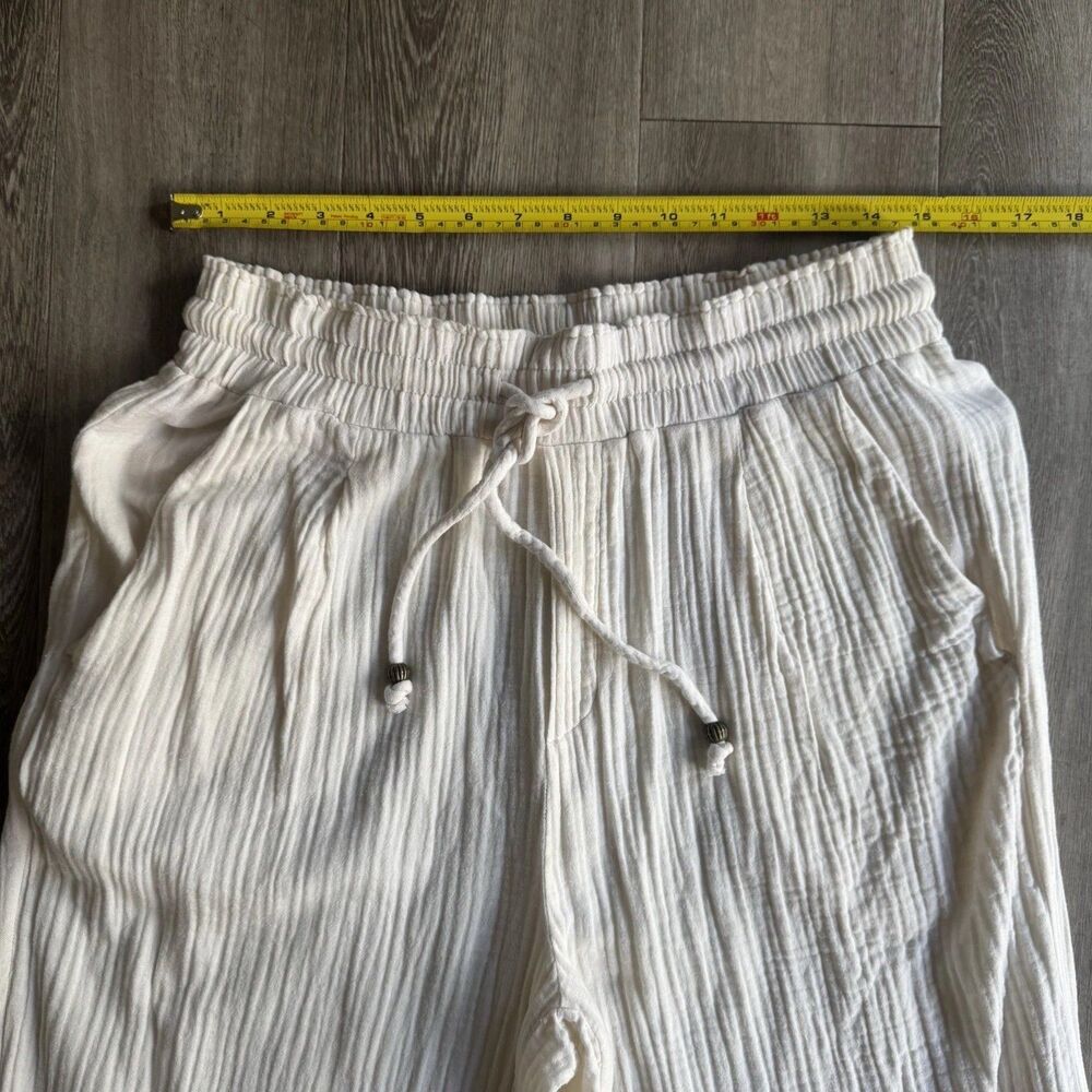 Sundays by Wearesundays Women Wide Leg 100% Cotton Beige Pants Euro Summer Sz L - Picture 10 of 13